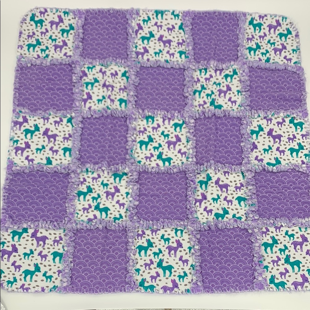 Purple and Teal Patchwork Baby Rag Quilt